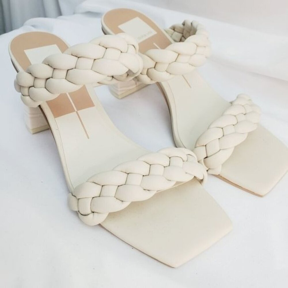 Dolce Vita Braided Strappy Slip On Block Heel with Embossed Snake Skin size 7 - Picture 4 of 5